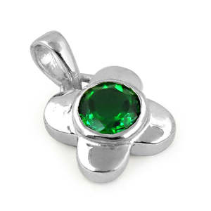 Pendentif religieux en argent 925 avec charme en pierre précieuse verte, bijoux plaqués rhodium - Product Image 2