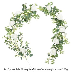 Venta directa de fábrica <span class=keywords><strong>plantas</strong></span> <span class=keywords><strong>artificiales</strong></span> realistas 2M aliento de bebé hoja de dinero vid rosa para decoración de boda decoración del hogar - Product Image 2