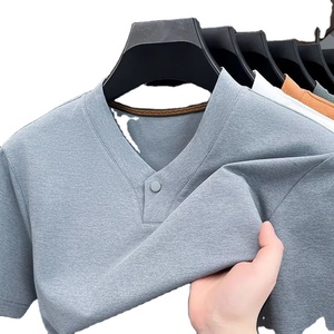 Men's Pure Black V-<b>Neck</b> <b>T</b>-<b>Shirt</b> Comfortable Black <b>Tights</b> 100% Cotton Solid Pattern 220 Grams Fabric Weight Fitness Male Apparel - Product Image 4