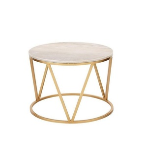 Mesa de Centro Redonda de Mármol Negro Premium con Base de Jaula Dorada, Mueble Moderno para Sala de Estar - Product Image 3