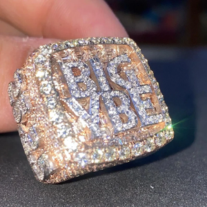 925 Sterling <b>Silver</b> High Shine VVS Moissanite Diamond Custom Letter Iced Out Hip Hop Luxury <b>Statement</b> Men Women Wear <b>Ring</b> - Product Image 4