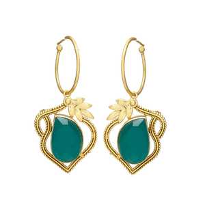 New Arrival Green Onyx Golden <b>Hoop</b> <b>Earring</b> - Product Image 1