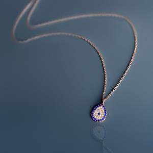 Larme goutte Zircon collier or Rose 925 argent Sterling bleu charme Lariat Design délicat bijoux cadeau pour les femmes - Product Image 5