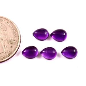 Ametyste africaine naturelle 10x16mm, cabochon poire à dos plat, pierre précieuse calibrée, certifiée, pour la fabrication de bijoux, lot en gros - Product Image 1