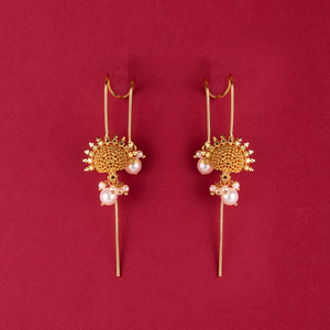 Antique Moti Gold-Plated Fashion Hoop Earrings for Women for Wholesalers in India - Product Image 1