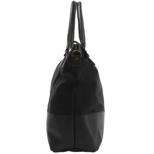 Bolso bandolera de lona negro Cómodo mango de cuero Resistente al agua Correa de hombro ajustable Estilo vintage Unisex Todas las estaciones - Product Image 2