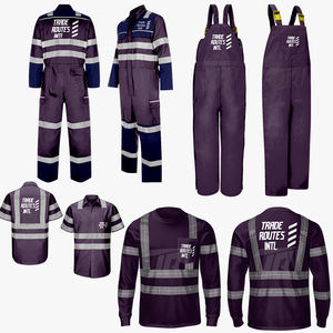 Ensemble de vêtements de sécurité réfléchissants personnalisés, imperméable, en polyester, avec salopette, chemise à boutons, col rond, vêtements de travail de protection pour le travail en extérieur - Product Image 2