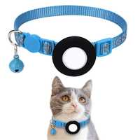 Collier réfléchissant pour chat avec support AirTag, collier en nylon réglable à dégagement rapide avec clochette pour chats et chatons