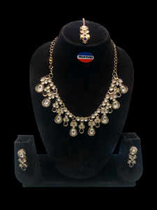 Collier en or antique serti de pierres Kundan Collection de bijoux de mode - Product Image 5