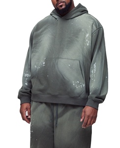 ชุดวอร์มผ้าฟลีซคอตตอนแบบสั่งทำพิเศษสำหรับผู้ชาย ทรงโอเวอร์ไซส์ เสื้อฮู้ดแบบสวม ชุดลำลอง ระบายอากาศได้ดี ผ่านกระบวนการซักแล้ว - Product Image 3