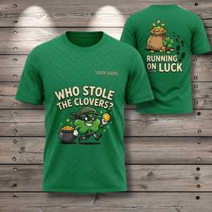 T-Shirt Unisex Personalizzata per San Patrizio, Club dei Scherzi, Grafica Leprechaun, Divertente Quadrifoglio Irlandese Verde, Personalizzabile Promozionale - Product Image 1
