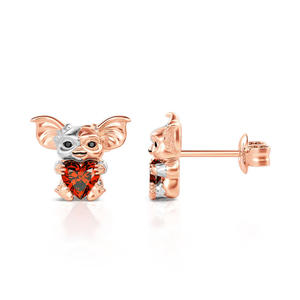 Boucles d'oreilles clous tendance en argent sterling Jeulia Hug Me Small Evil Monster Heart Cut - Product Image 2