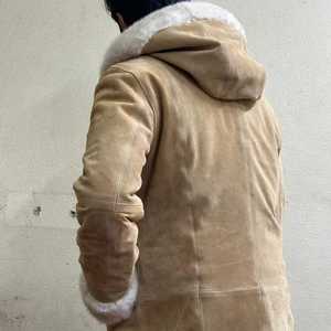 Manteau en cuir moutonnage brun pour homme Shenra - Veste à capuche doublée de fourrure pour l'hiver - Protection contre le froid - Veste en daim moutonnage - Product Image 5