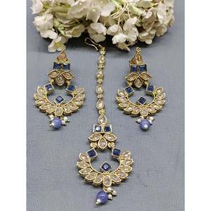 Polki Mehandi <b>Ruby</b> Bridal Earrings with 24K Gold Plate-Luxury Wedding Jewelry Set - Product Image 3