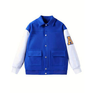 Veste universitaire pour homme de haute qualité, en gros, avec col montant enduit, fermeture à bouton unique et design unique à lettres grecques - Product Image 1