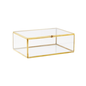 Moderno Joyero Rectangular de Vidrio Dorado, Caja de Almacenamiento de Vidrio Transparente para Anillos, Decorativa, Estilo Moderno, Marco de Metal, Decoración del Hogar, Caja de Regalo - Product Image 5