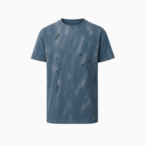 Camisetas de gran tamaño para hombre 100% algodón acanalado cuello redondo ropa de calle de alta calidad camiseta sólida personalizada para hombres - Product Image 1