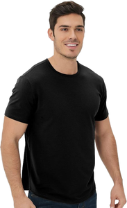 T-shirt basique à manches courtes en coton de fibre de bambou en gros, col rond, couleur unie, manches courtes, modal, décontracté, pour homme - Product Image 6