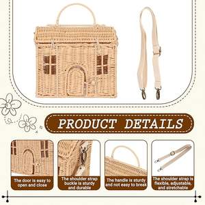 Dreamcraft ตะกร้าหวายสานมือใส่ของบ้านหวายสีน้ำตาลพร้อมฝาปิดสไตล์เรียบง่ายที่เก็บของตกแต่งสไตล์เวียดนาม - Product Image 4