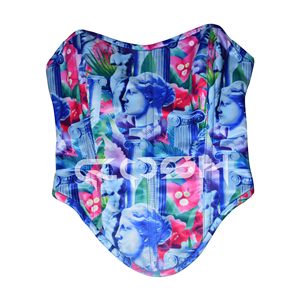 Corset en satin sublimé à imprimé Méduse avec fermeture éclair latérale - Product Image 1