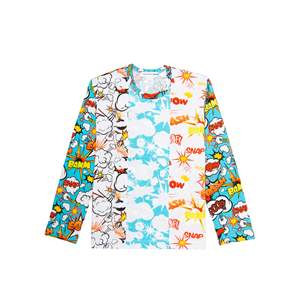   T-shirt 100% Coton à Manches Longues, Imprimé à l'Écran Motif Bande Dessinée, Respirant, Tissu Tricoté 210gsm, Personnalisé Uni - Product Image 1