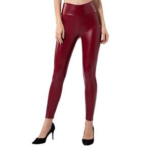 Pantalones largos de cuero para mujer, pantalones de chándal de pierna ancha informales negros personalizados al por mayor para uso en el gimnasio, felpa de cintura media para adultos de invierno - Product Image 5