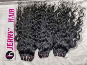 Cheveux humains vierges indiens Remy Water Wave Curly Raw Natural Jerry Hairs Genius Weft 100g JH 003 - Product Image 3