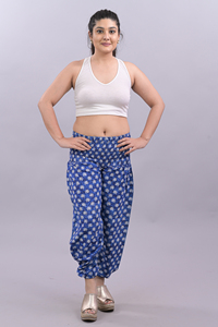 Pantalones de pierna ancha holgados de cintura alta de algodón para mujer, pantalones de pijama de pierna ancha de algodón al por mayor, Pantalones estampados informales de verano para mujer - Product Image 2