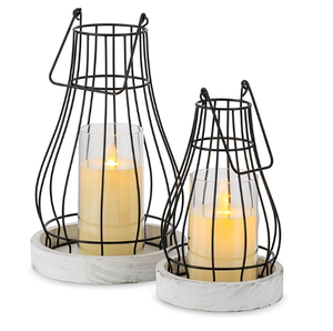 Classic Design Lantern <b>Black</b> Finished <b>Candle</b> Light Lamp Tableware Ramadan Festival Decoration Hand Crafted Metal Wired Lantern - Product Image 1