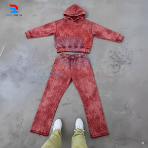 USA Street winter Tracksuits Unisex Pullover Acid Washed <b>Oversized</b> Jogging Suits Blank Hoodie & <b>Jogger</b> tracksuit Sweatpants Sets - Product Image 1