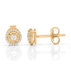 Round Diamond Tiger Prong <b>Set</b> <b>Stud</b> <b>Earrings</b> - Product Image 2