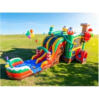 Château gonflable sur le thème de Noël Super Castel, château gonflable avec toboggan pour les fêtes et les événements