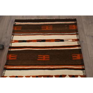 พรมคิลิมขนาด 2.8x12.2 ฟุต พรมตุรกีโบราณ พรมลายพรางสีน้ำตาลแดง - Product Image 4