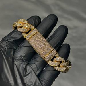 Pulsera de Oro Rosa Chapada en Oro con Certificación IGI para Hombre, Brazaletes Personalizados con Cadena Cubana, Diamantes de Imitación VVS Moissanite, Regalo - Product Image 3