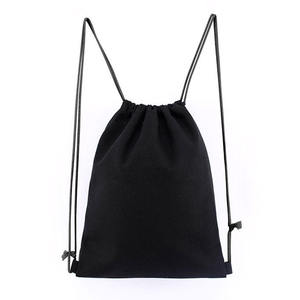 Plain <b>Black</b> Drawstring Backpack Adjustable Straps Simple Design Sport Bag for Outdoor Use Best Price Wholesale OEM Supplier - Product Image 5