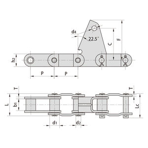 โซ่ลูกกลิ้งลำเลียงเหล็ก38.4VBF2สำหรับการเกษตรมีสิ่งที่แนบมา - Product Image 1
