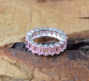แหวนพลอย925ควอตซ์สีชมพูสำหรับงานแต่งงานแหวนพลอยพลอยสีชมพูสเตอริ่งพลอยแฮนด์เมดของขวัญสำหรับคริสต์มาส - Product Image 2