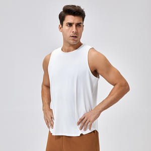 Alta calidad 90% poliéster 10% Spandex secado rápido elástico correr entrenamiento camiseta sin mangas Fitness entrenamiento gimnasio Camisa sin mangas para hombres - Product Image 3