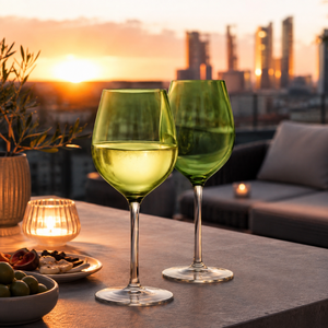 Verres à vin colorés en borosilicate faits à la main de 420 ml, sans plomb, à pied, pour vin rouge et blanc, réutilisables, vente en gros - Product Image 1