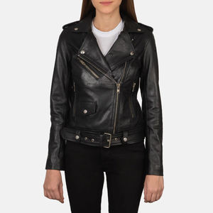 Blouson de moto en peau de mouton pour femme, personnalisé, haut de gamme, respirant, élégant, moderne, streetwear, chaud, hiver, OEM, vêtements d'extérieur - Product Image 1