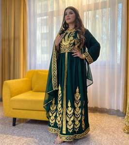 Caftan islamique marocain moderne pour les femmes longue robe de plage longue au sol avec approvisionnement ODM à manches longues respirant - Product Image 1