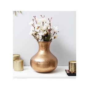Vases à fleurs de décoration de Table de Restaurant d'hôtel de luxe, décoratifs faits à la main, arrondis, meilleure qualité Vases à fleurs en métal plaqué or - Product Image 5