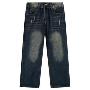 Pantalones Vaqueros Rectos para Hombre, Diseño Nuevo de Primavera/Verano, Tejido 100% Algodón, Transpirable, Ecológico, Estilo Hip Hop, Lavado, OEM - Product Image 1