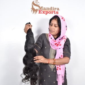 Vente en gros de paquets de cheveux humains indiens à double trame et à cuticule alignée, longs cheveux vierges noirs avec vendeur de bodywaves de style naturel - Product Image 3