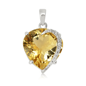 ชุดจี้925สำหรับเป็นของขวัญอัญมณีซิทรีนสีเงินสเตอร์ลิงแหวนรูปหัวใจ - Product Image 3