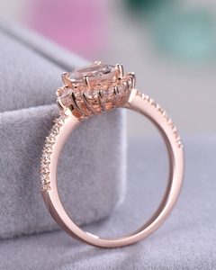 แหวนทองคำแท้18kt แหวนอัญมณีมอร์กาไนต์สีชมพูธรรมชาติหรูหราดีไซน์ใหม่สีทองแท้แหวนเครื่องประดับเพชรแท้ - Product Image 4