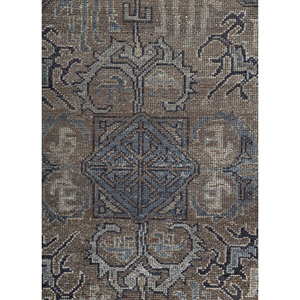 Tapis en laine noué à la main Aprezo bleu, motif médaillon rectangulaire en puzzle, pour salon, chambre à coucher, modèle Rgs-1502 (Cs-01) - Product Image 3