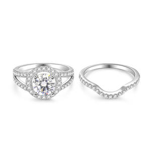 Jeulia Vintage Halo Moissanite <b>Bridal</b> Ring <b>Set</b> Round Cut Sterling Silver Wedding <b>Jewelry</b> - Product Image 3