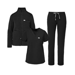 3 Piece Women Denim Medical <b>Scrub</b> <b>Set</b> with Jacket Cotton Blends Professional Nurse Uniform Hospital Workwear - Product Image 3