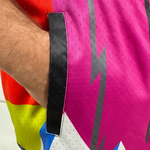 Shorts en maille imprimés pour hommes, mode estivale de rue, élastiques, respirants, séchage rapide, 100% polyester, service OEM, shorts en maille pour hommes - Product Image 5